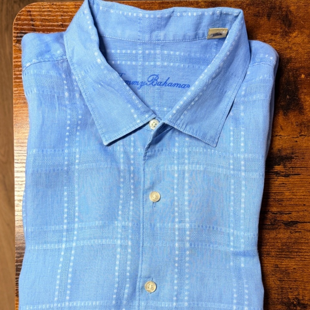 Tommy Bahama 100% Linen Long Sleeve Button Down Shirt Light Blue Size XXL - Picture 10 of 12